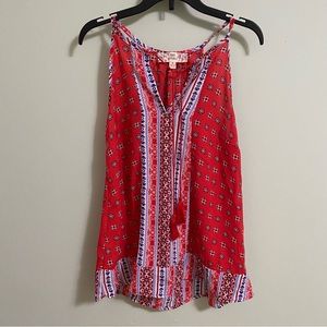 Pink Republic Red Blouse with front tie strings *size small*